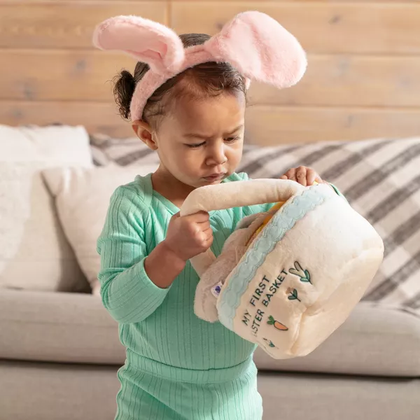 Sperric Easter Plush & Teether Baby Playset - Squeaky Bunny Chicken Easter Egg Plush Toys & Silicone Teethers for Babies