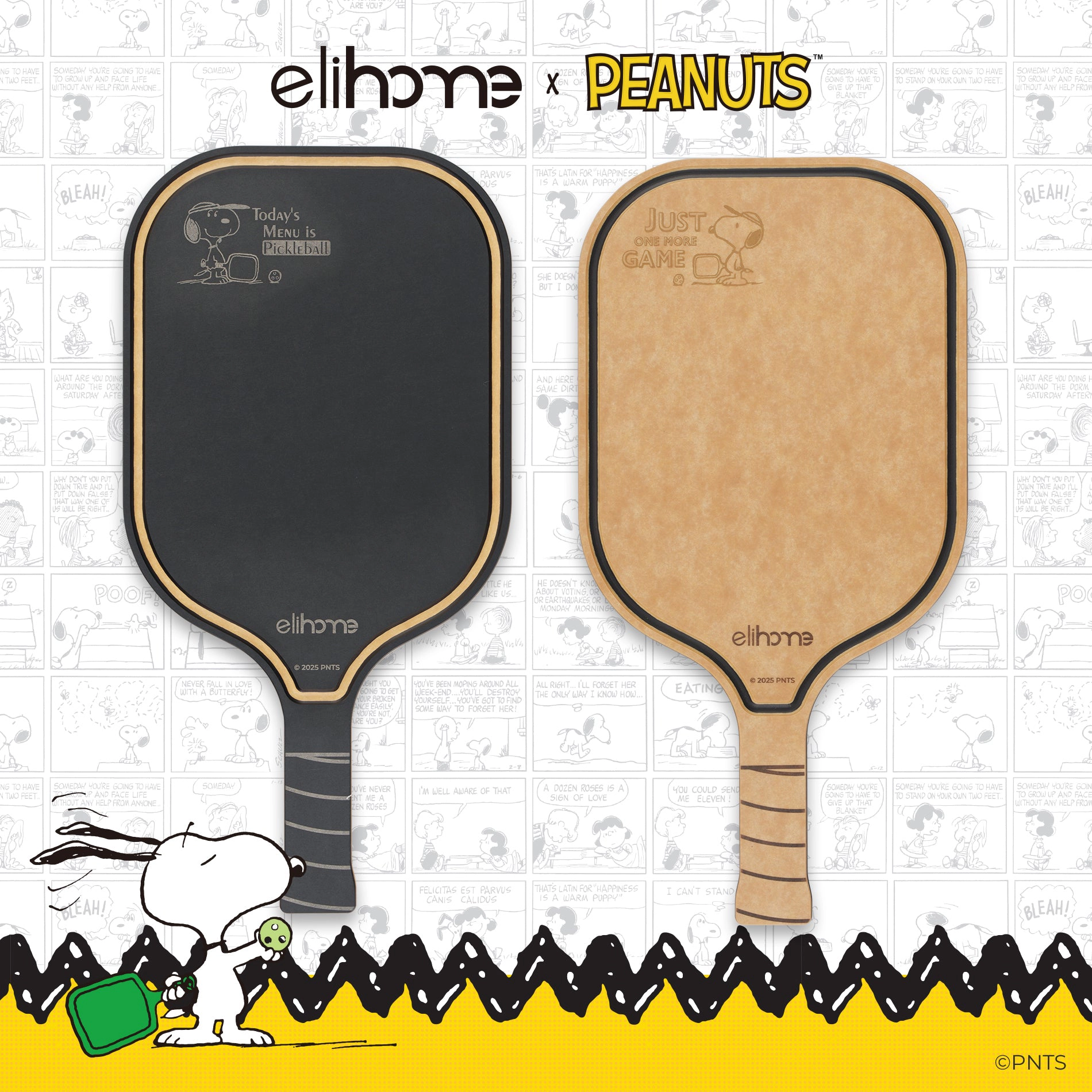 Elihome x Peanuts Pickleball Paddle Charcuterie & Cutting Board