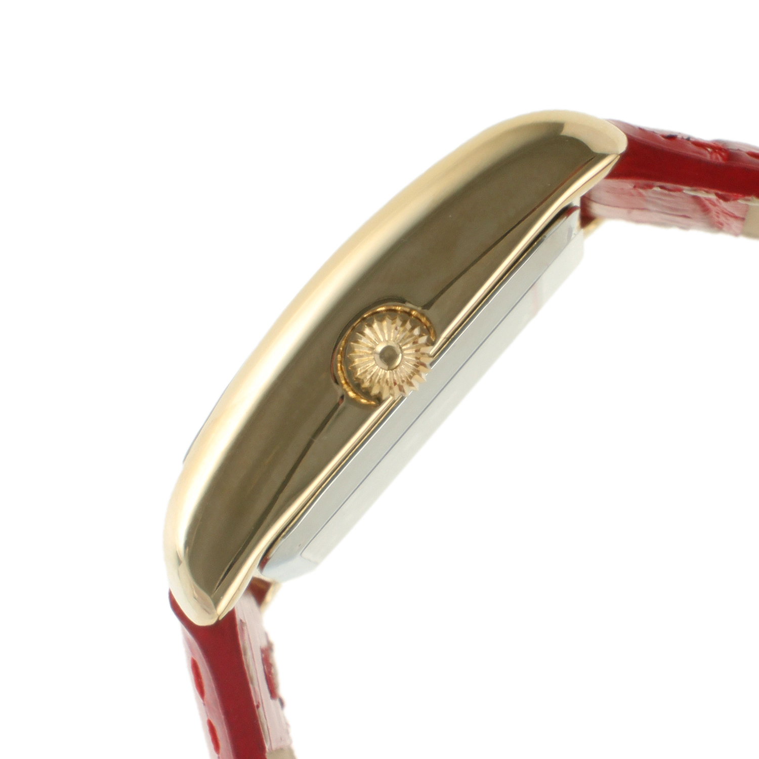 Peugeot Women's Tank Watch Roman Dial Red Leather Strap