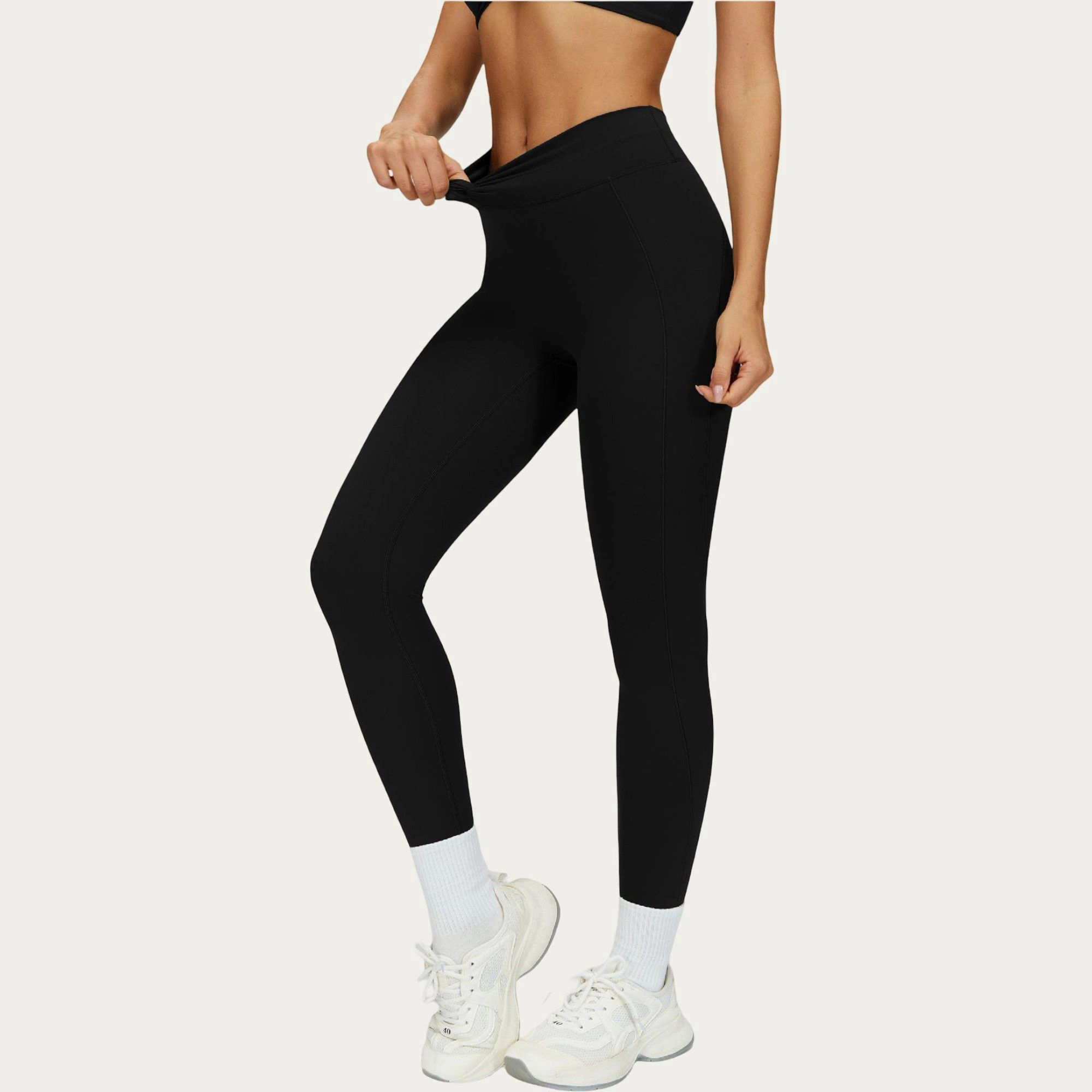 Anna-Kaci Active Women's High Waist Sculpting Leggings with Twist Front Waistband and Smooth Stretch Fabric