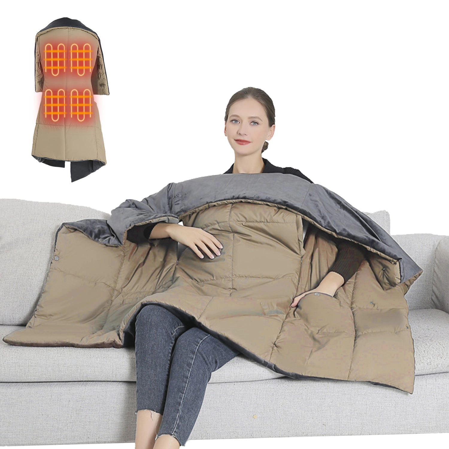 GBruno USB Heated Blanket Shawl With Arm Holes