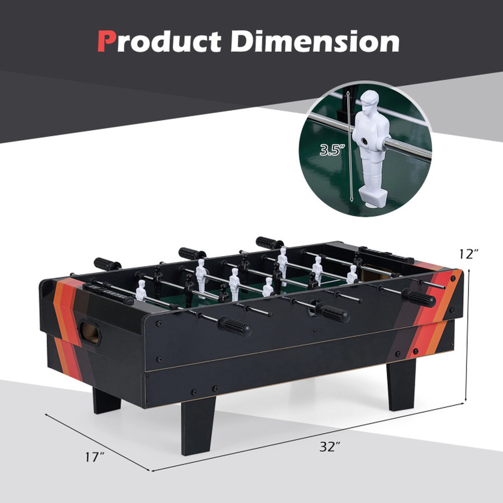 SUGIFT 4-in-1 32-in Tabletop Combo Game Table Set with Foosball Billiards Table Tennis and Hockey