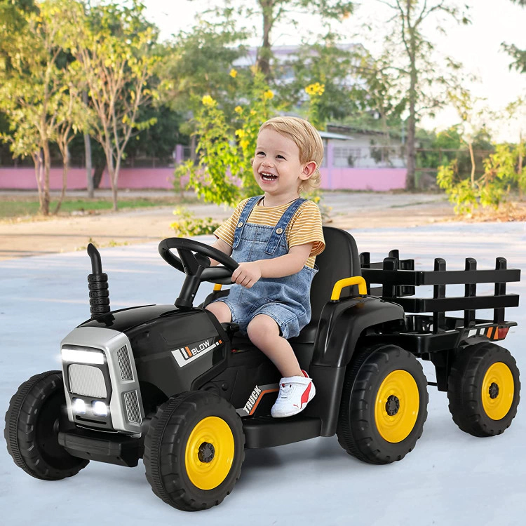Hivvago 12V Ride on Tractor with 3-Gear-Shift Ground Loader for Kids 3+ Years Old