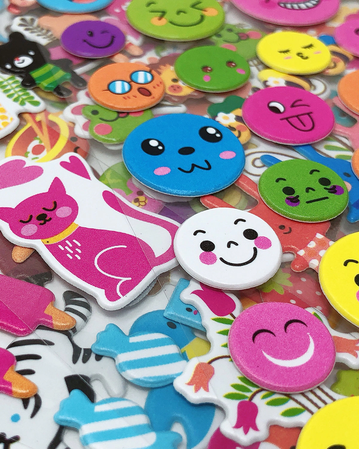Wrapables 3D Puffy Stickers Bubble Stickers for Crafts & Scrapbooking, (10 Sheets) Dinosaurs Animals Hearts Food