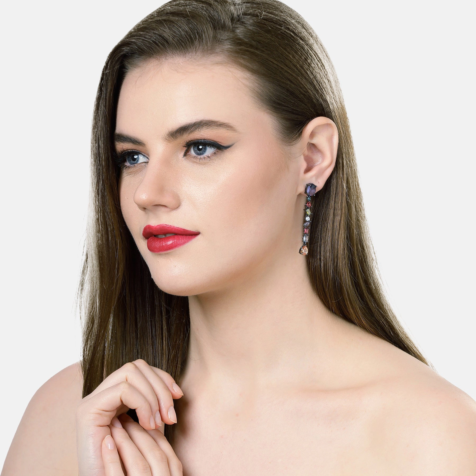 AGP PARIS Womens Multicolor Long Tassel Drop Earrings