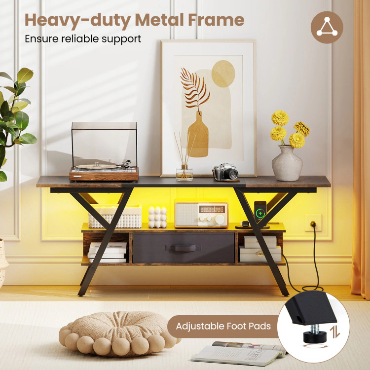 Hivvago Tv Stand For 65 Inch Tvs With Power Outlets And Led Lights