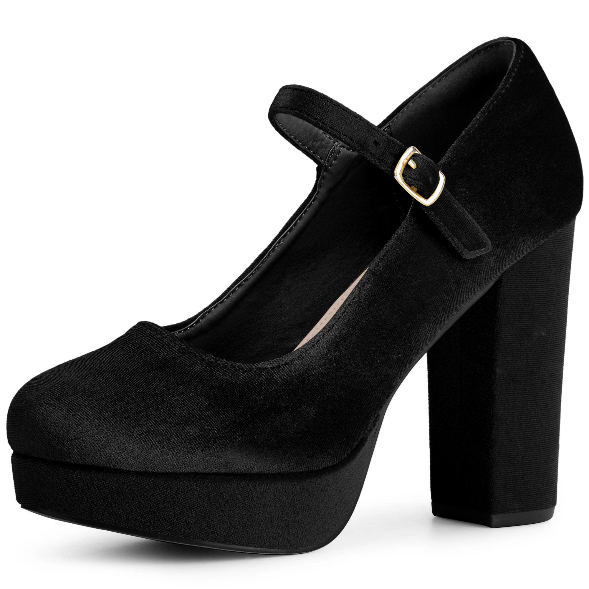 BLISSFUL STEP Women's Platform Chunky Heels Mary Janes Pumps