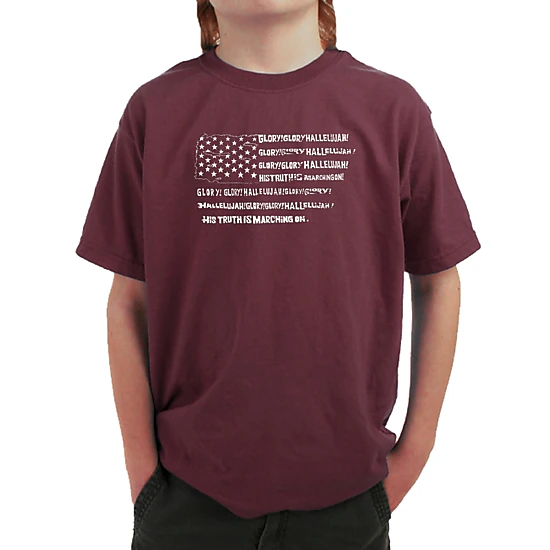 LA Pop Art Boy's Word Art T-Shirt - Glory Hallelujah Flag