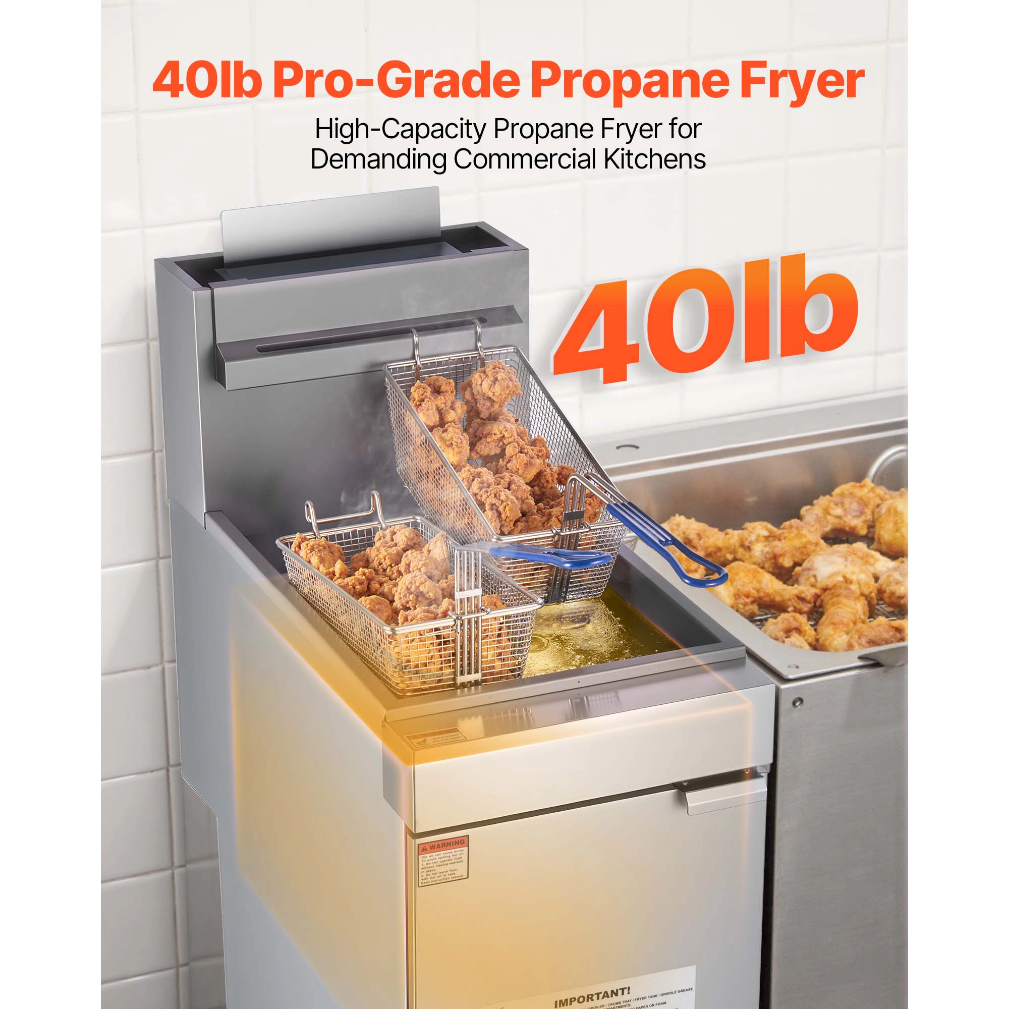 HONGGE Commercial Deep Fryer, 3-Burner Fryer for Restaurants