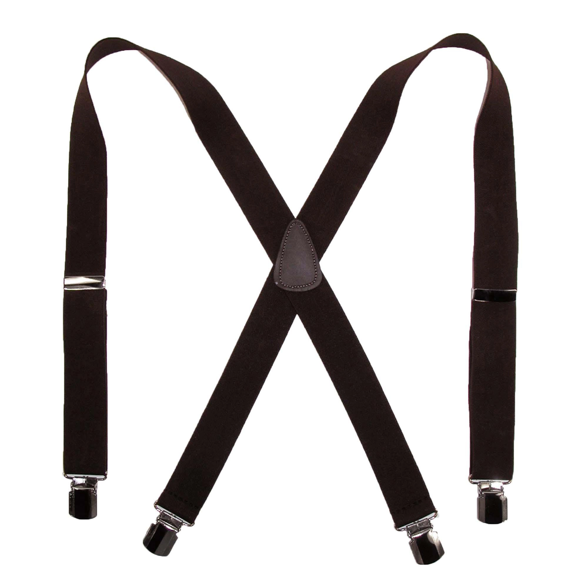 CTM Men's Elastic with Anti Slip Pin Clip 1 1/2 Inch Solid Suspenders