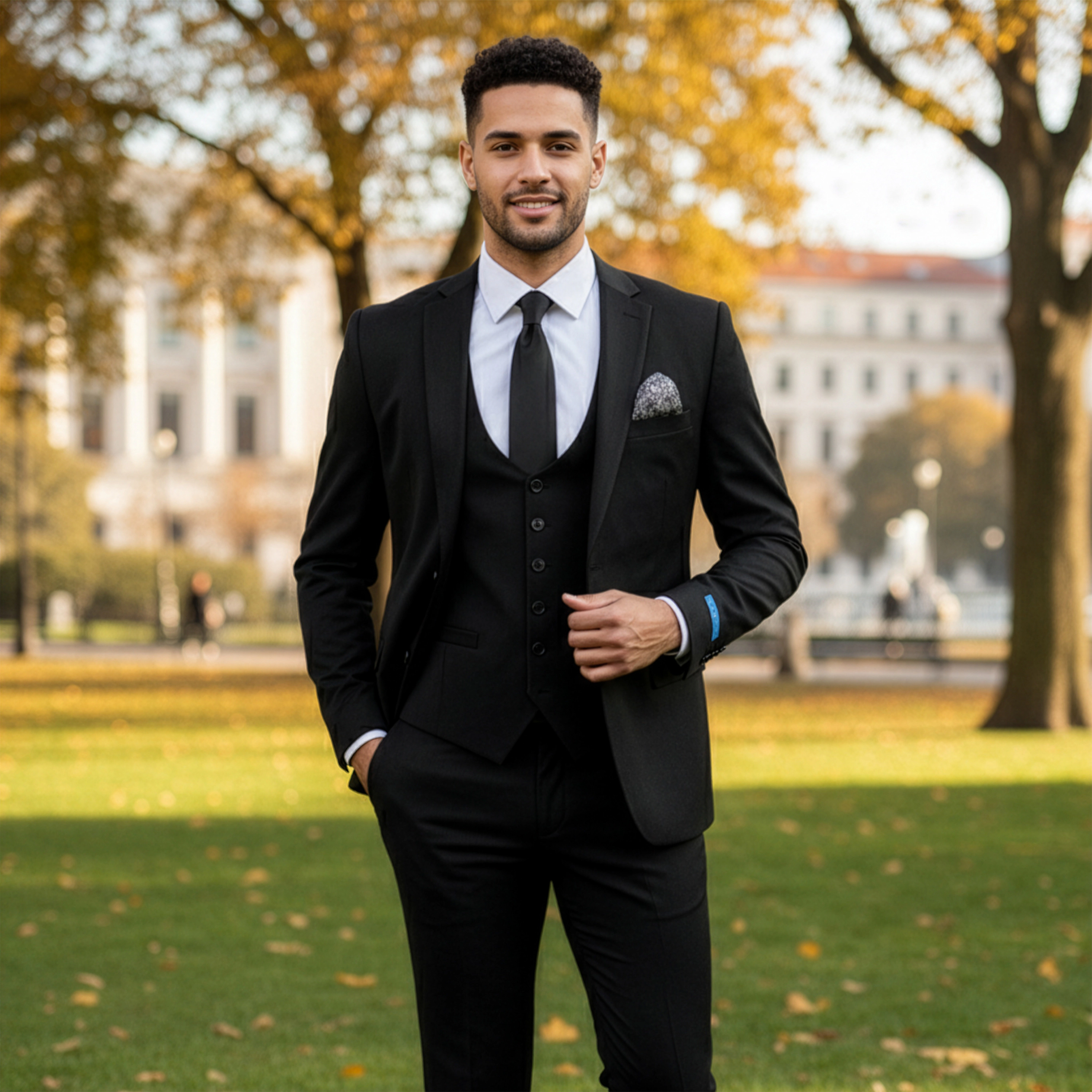 Sean Alexander Men's Skinny Fit 3pc Solid Vested Suit Set