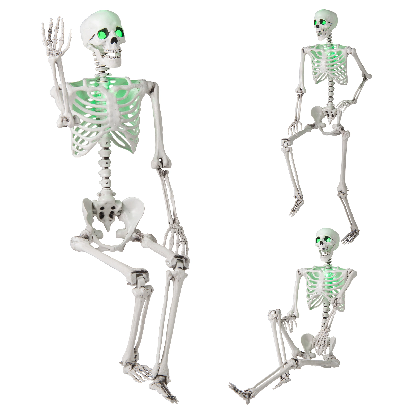 LJG 5.5 FT Halloween Skeleton Life-Size Posable for Indoor Outdoor Decoration