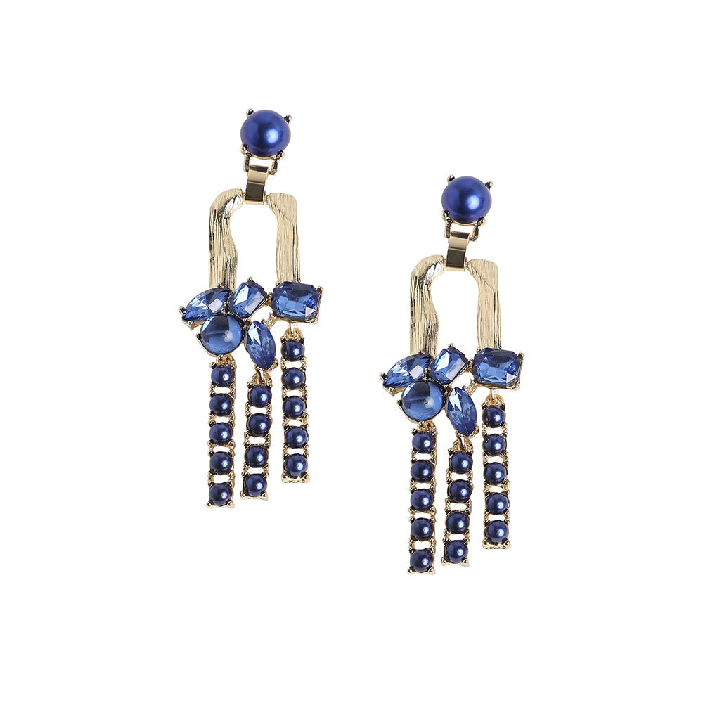 SOHI Women's Sapphire Blue Party Drop Earrings
