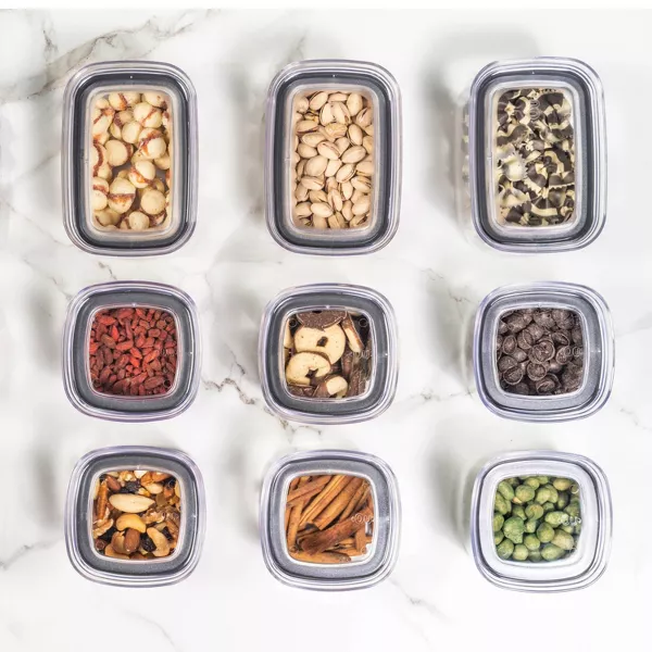 OU Airtight Food Storage Container 8pc, BPA Free Clear Plastic Containers w/ Leak Proof Lid, Stackable Pantry Organizer
