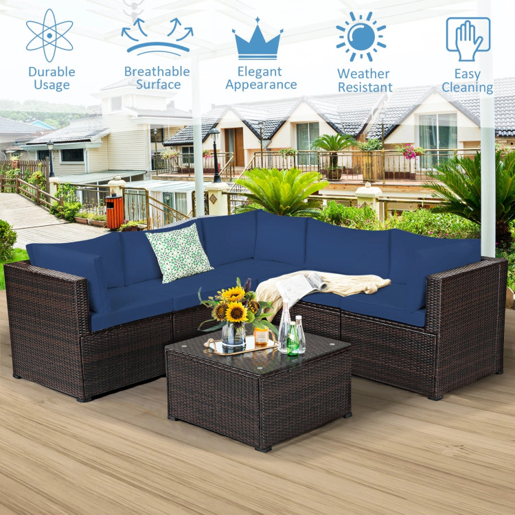 Hivvago 6 Pieces Patio Furniture Sofa Set With Cushions For Outdoor