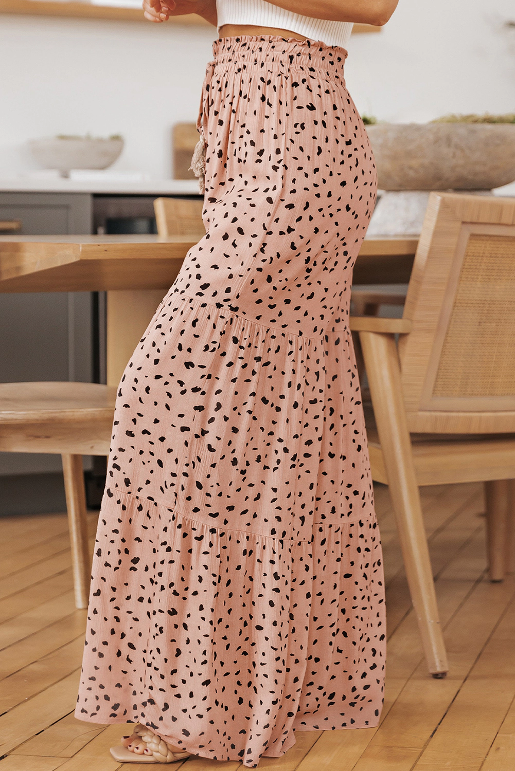 Threaded Pear Women's Analia Leg Dalmatian Palazzo Pants