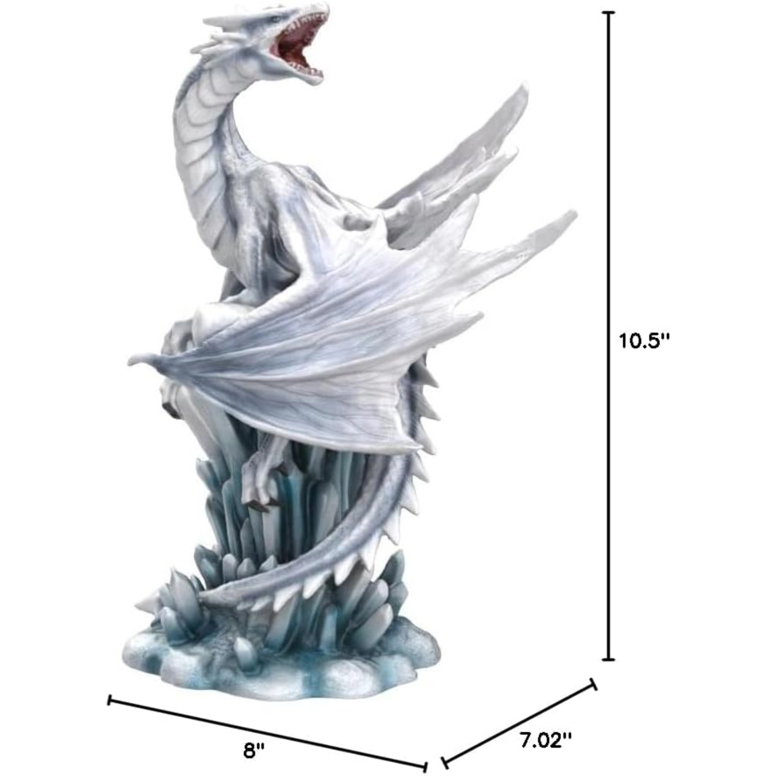 Pacific Giftware White Ice Dragon on Crystal Mythological Statue Figurine 10.5 inch