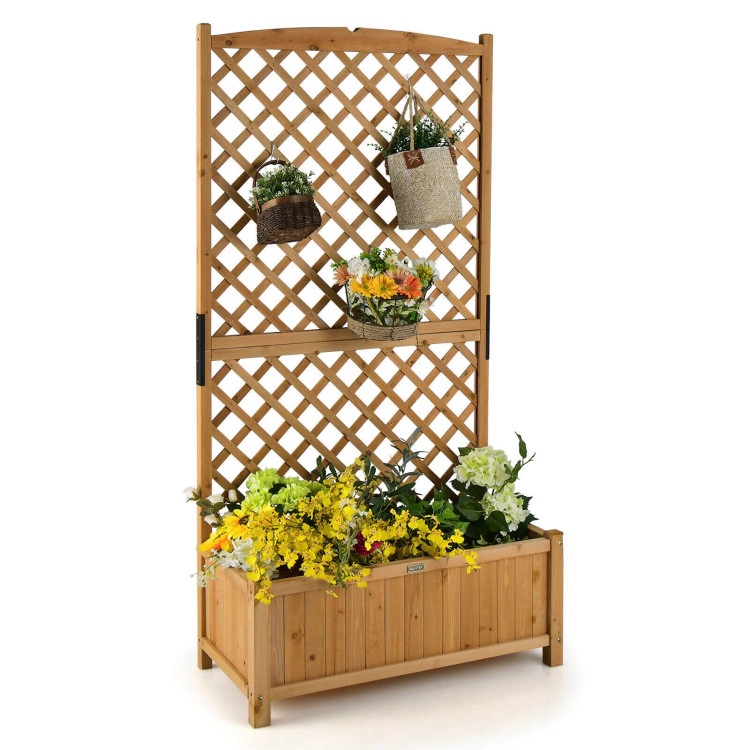 Hivvago Planter Raised Bed with Trellis for Plant Flower Climbing