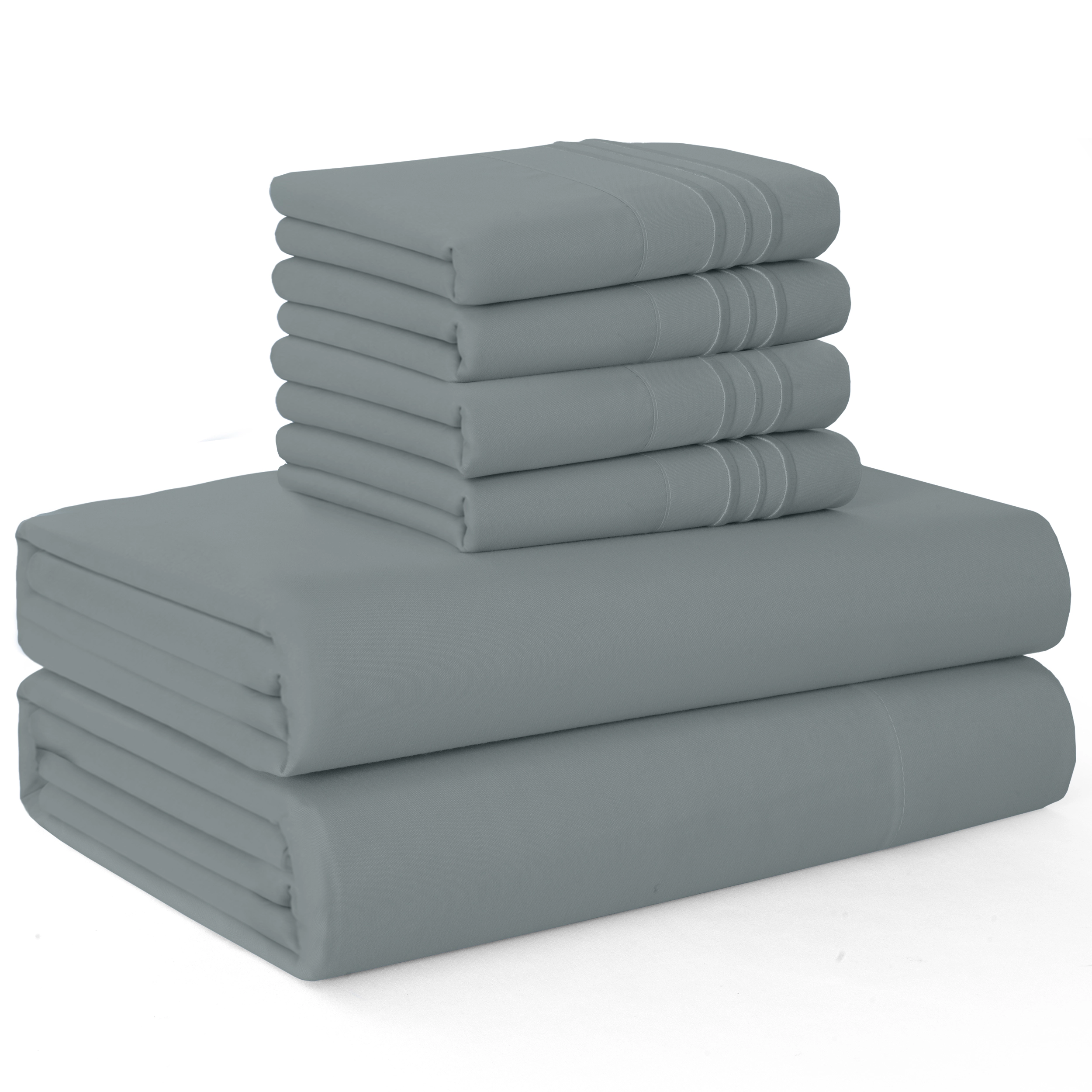 Lux Decor Collection Ultra Soft 6 Piece Microfiber Sheet Set Deep Pocket Solid Bedsheets