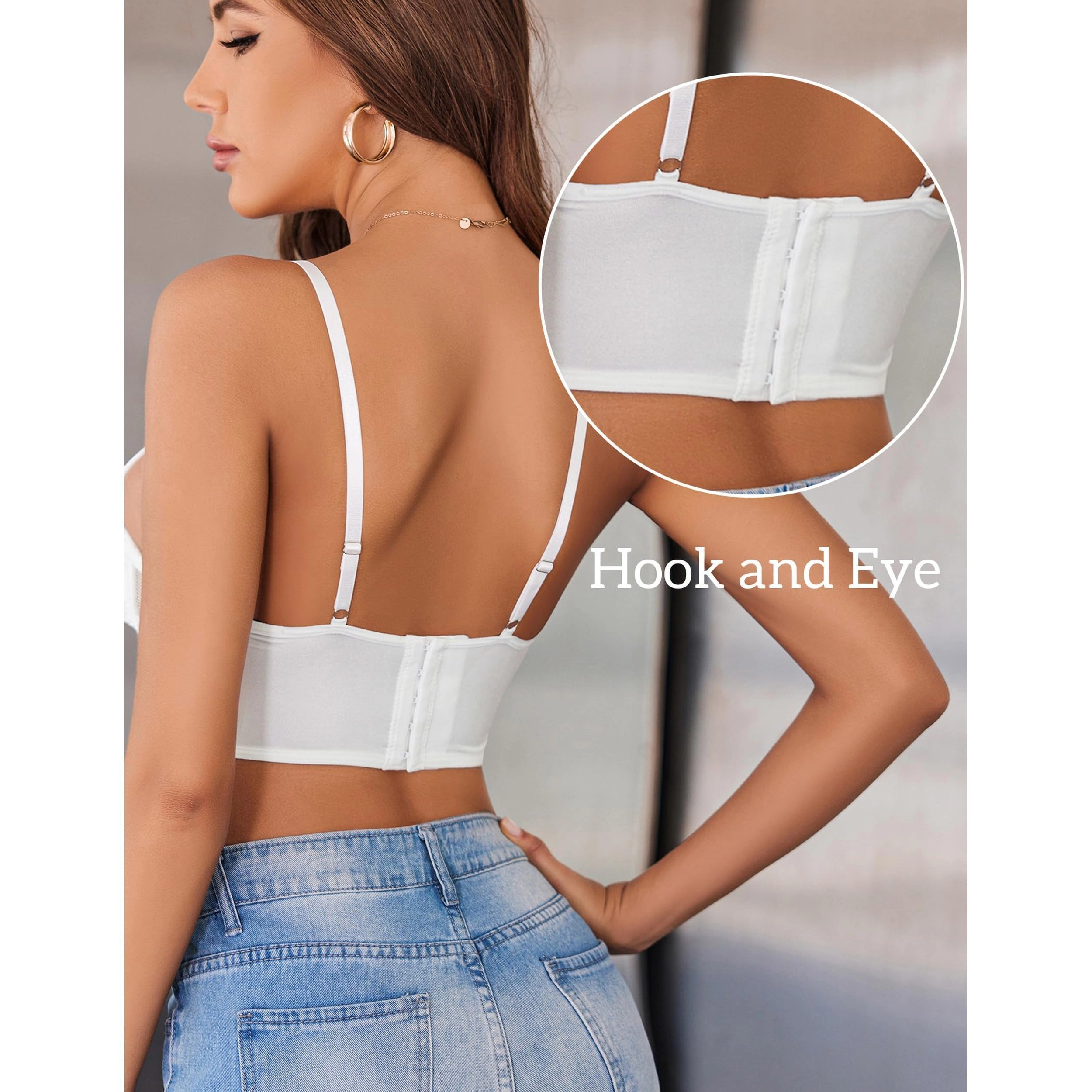 Avidlove Women's Eyelash Lace Underwire Bralette Camisole with Spaghetti Strap