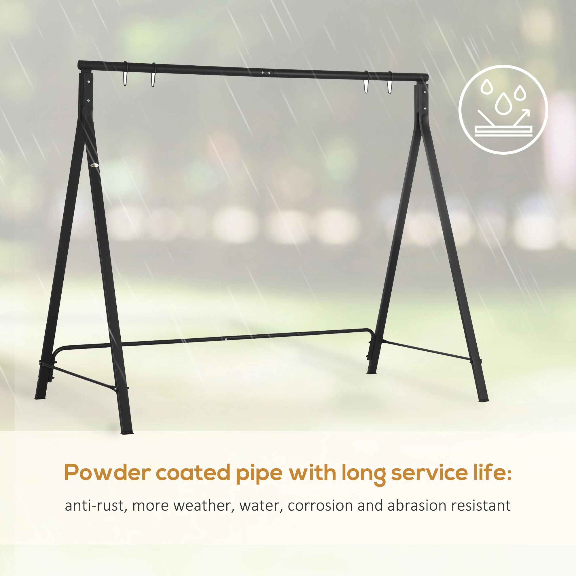 HONGGE Metal Porch Swing Stand, Heavy Duty Swing Frame, Hanging Chair Stand Only, 528 LBS Weight Capacity, for Backyard