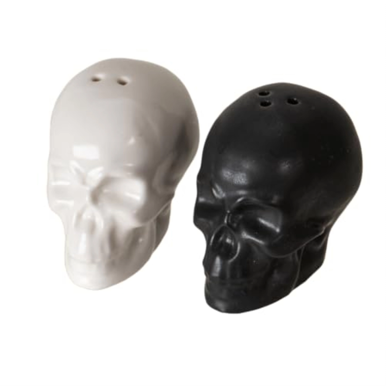 Pacific Giftware Black and White Skulls Ceramic Salt And Pepper Shaker Set