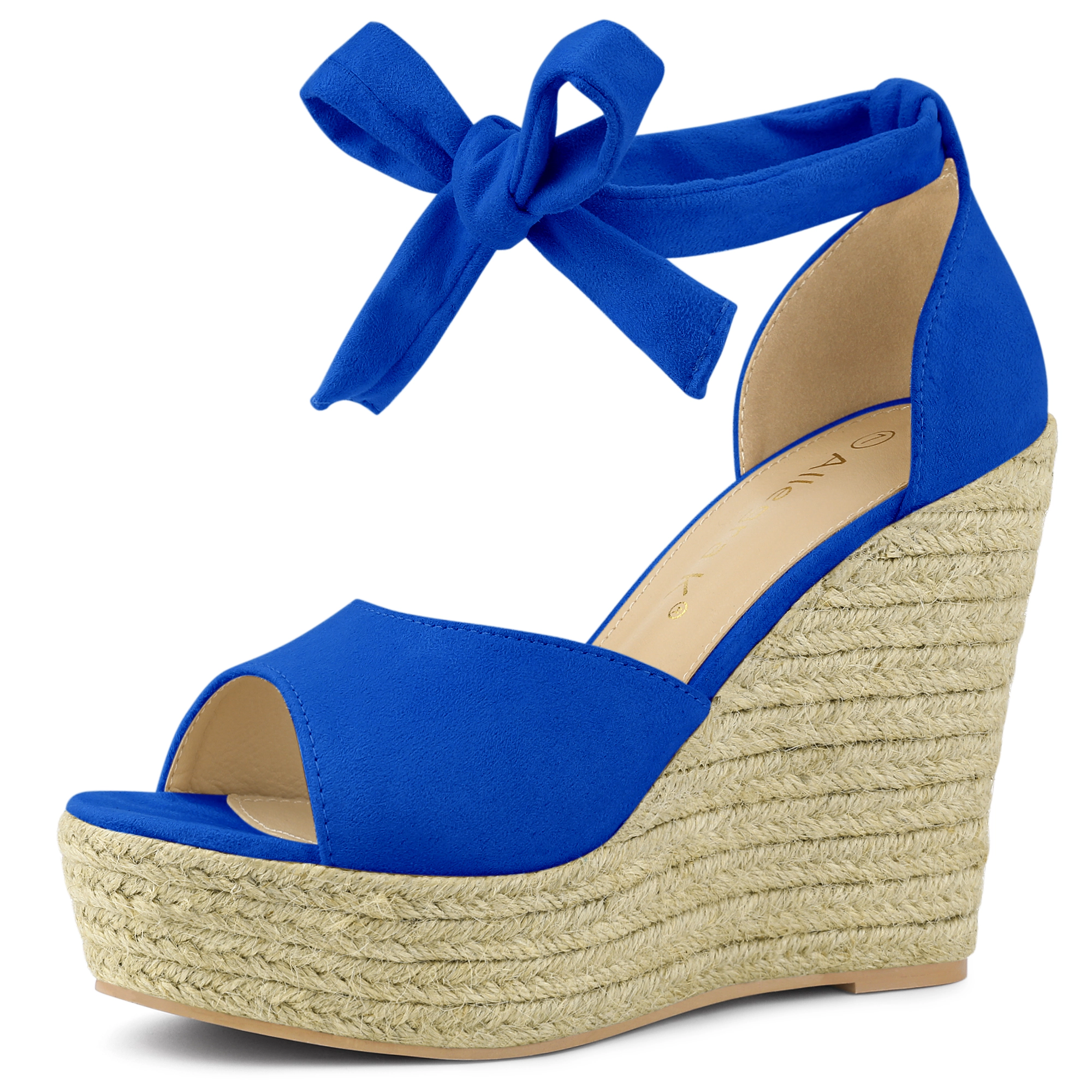 BLISSFUL STEP Women's Espadrilles Tie Up Ankle Strap Wedges Sandals