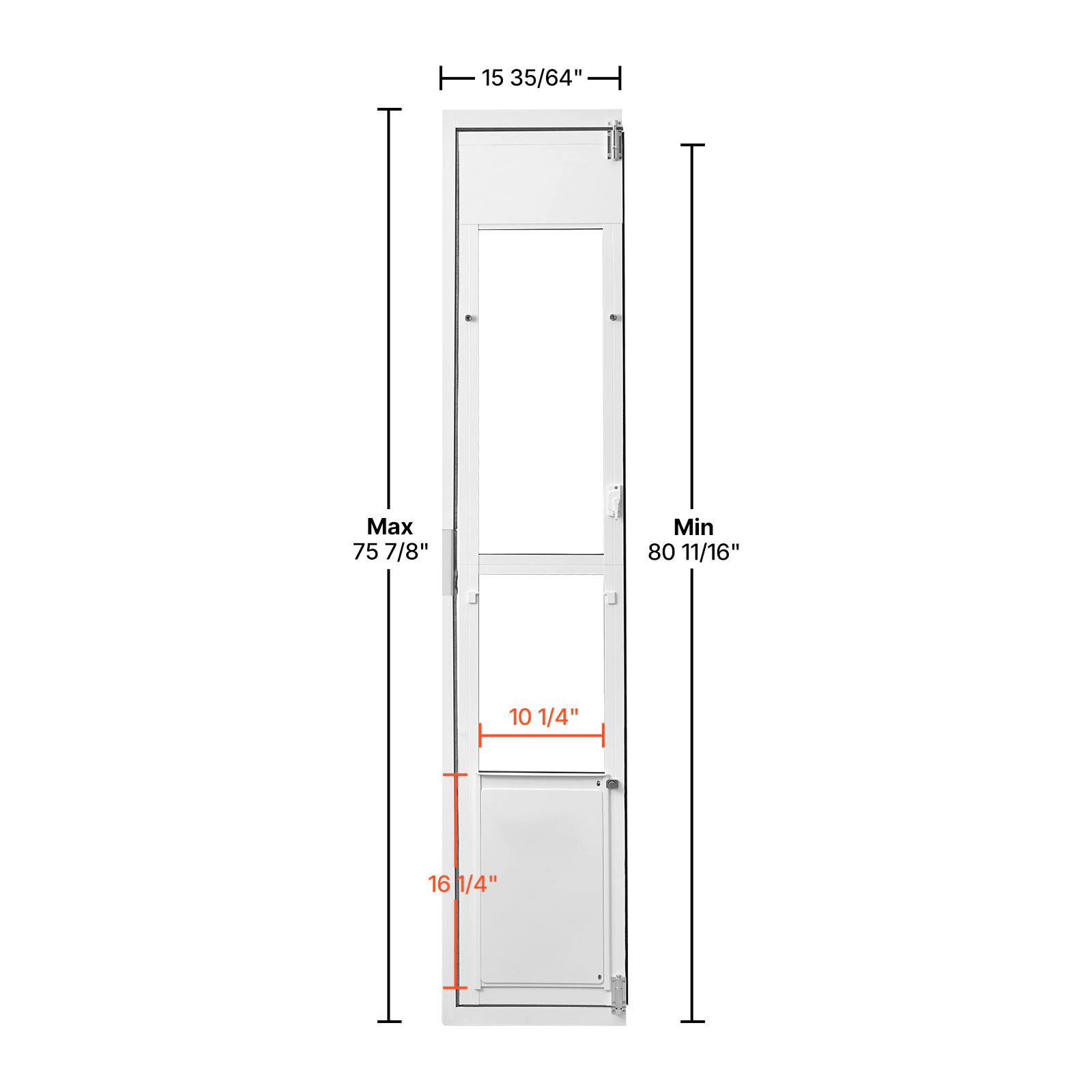 HONGGE 180° Swing Sliding Glass Dog Door for Large Dogs up to 100 lbs, Weatherstripped Aluminum Alloy Frame