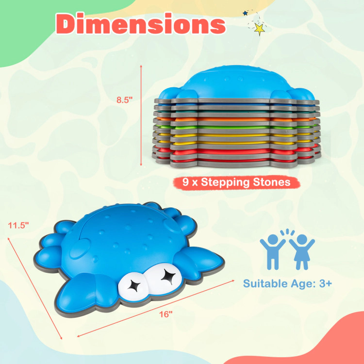 Hivvago Stepping Stones for Kids 9 Pieces Non-Slip Toddler Stepping Stones Balance Sensory Toys