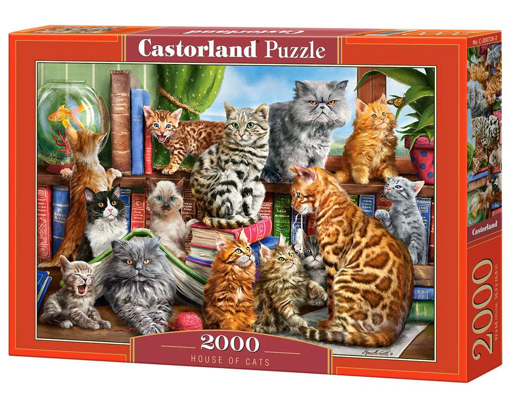 CASTORLAND 2000 Piece Jigsaw Puzzles, House of Cats, Happy Cats, Pets, Animals, Cats and Kittens, C-200726-2