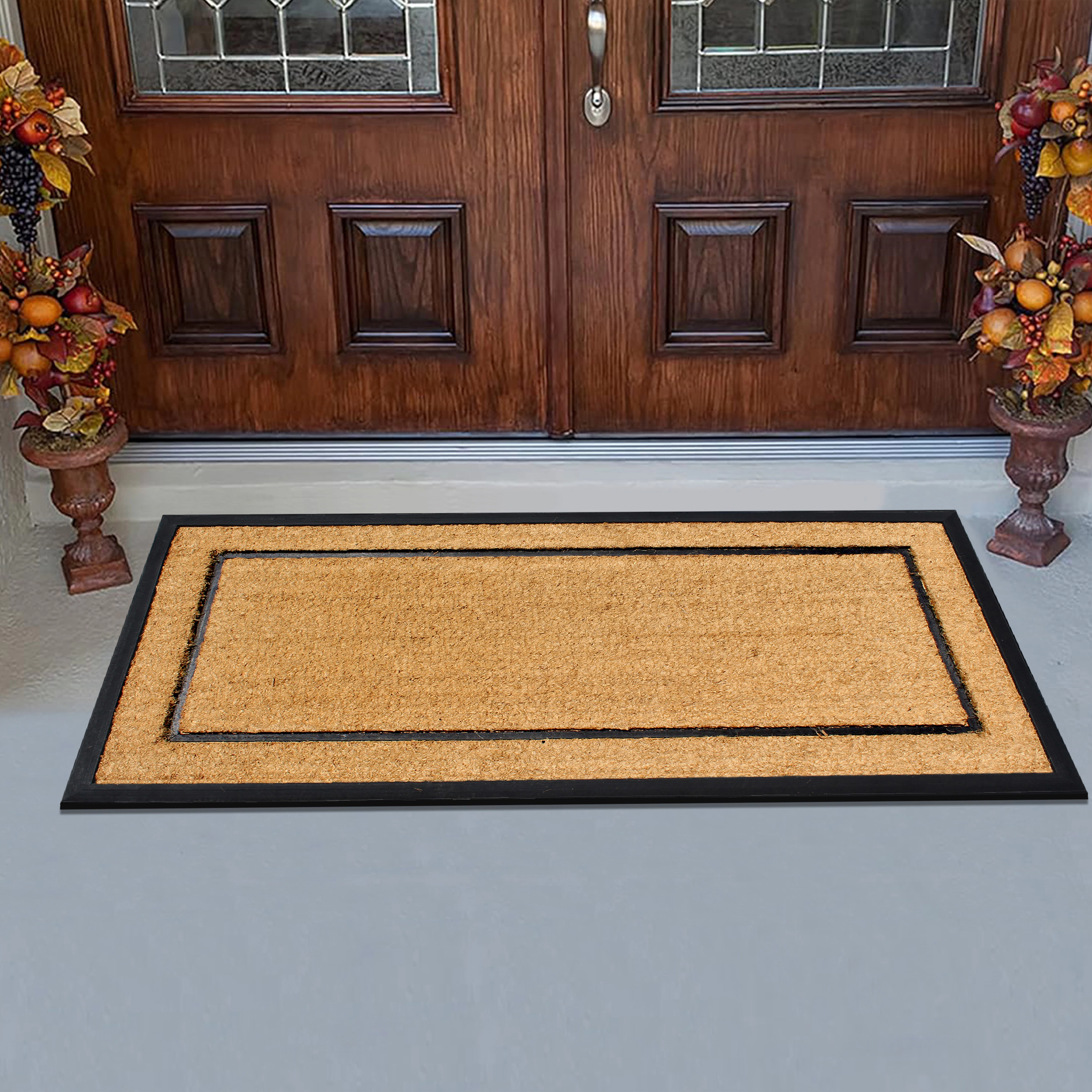 A1HC Coir and Rubber Door Mat 30x60 Inches Anti-Shed Fade-Resistant Heavy Duty Picture Frame Black