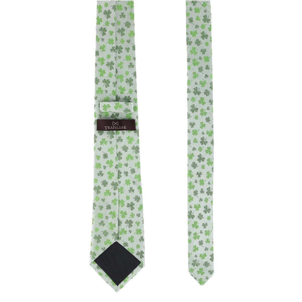 Trafalgar White Shamrock Novelty Silk Necktie