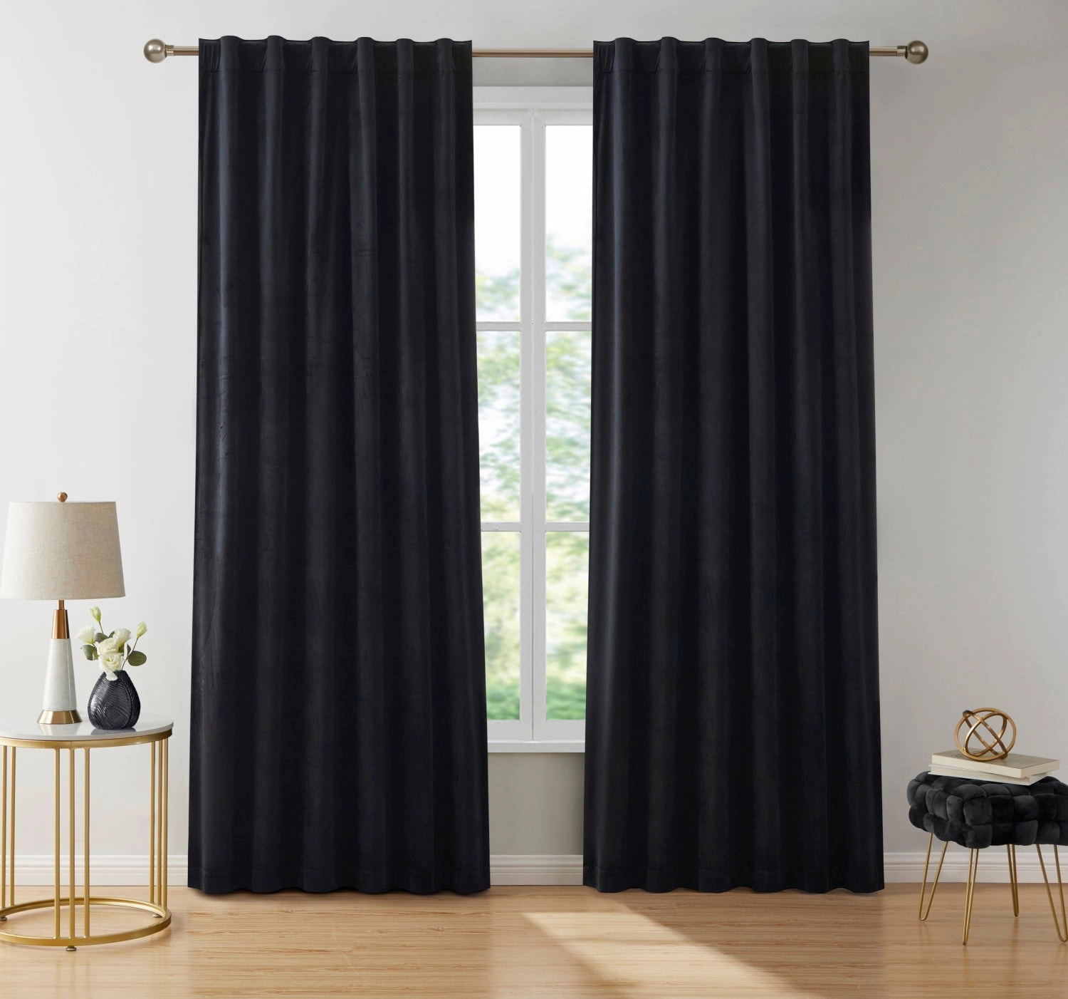 HLC.ME Lopez Velvet Premium Soft Light Filtering Back Tab Rod Pocket Window Treatment Curtain Panels - Set of 2