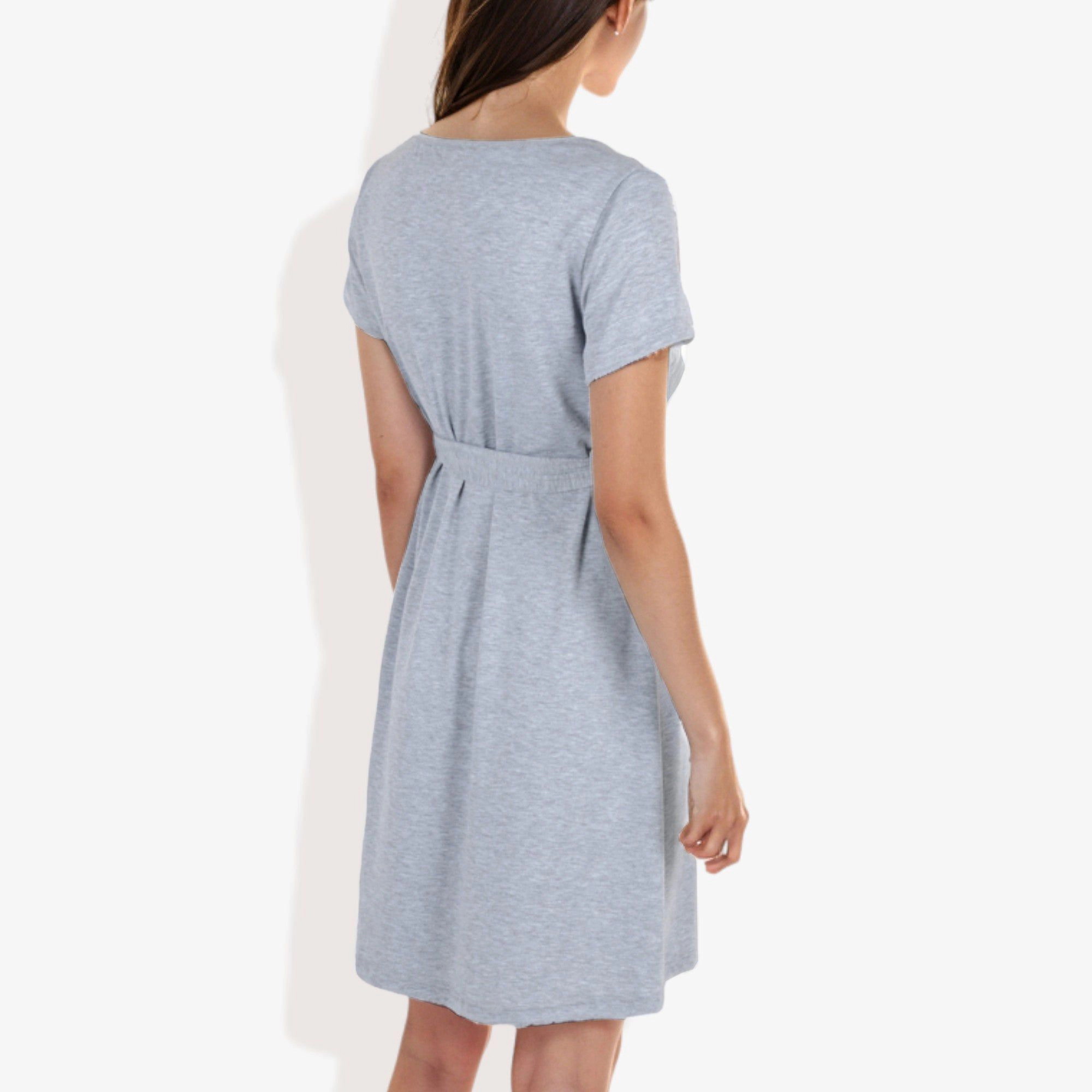 Anna-Kaci Women's Notched V-Neck Button Detail Belted Flared Tunic Dress