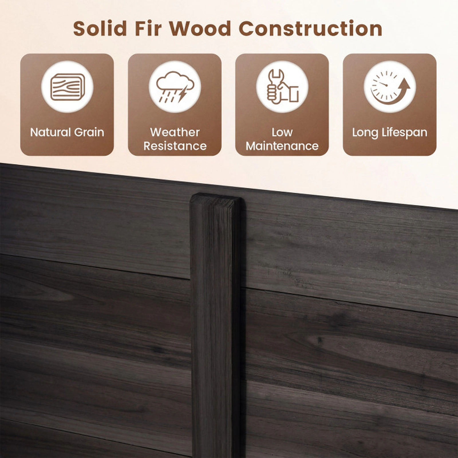 SUGIFT 3-Panel Fir Wood Outdoor Privacy Garden Trellis Fence for Air Conditioner Units 45.5-in Tall Brown/Black/Natural