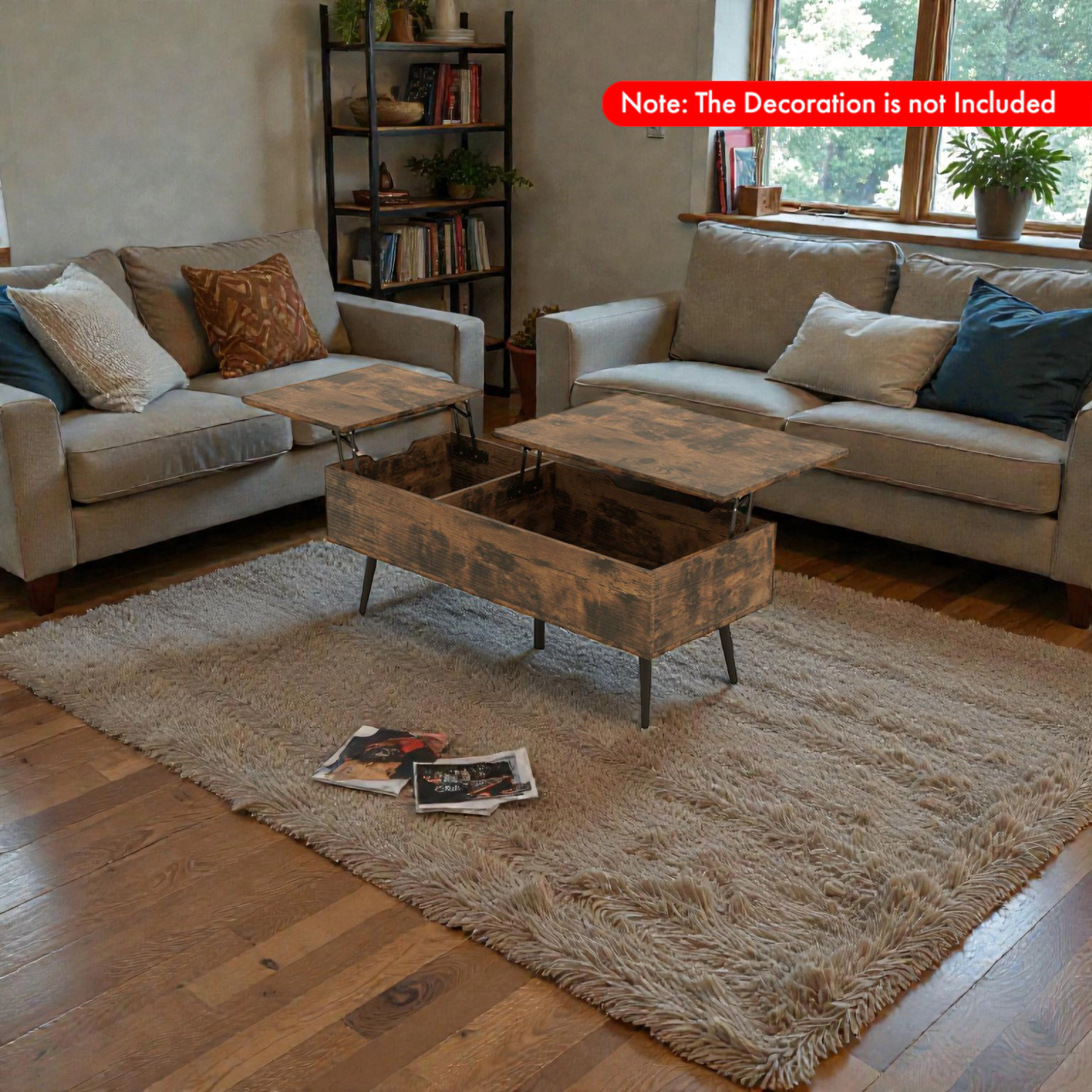 Hivvago Modern 47" Coffee Table with Lift-Top Design and Two Secret Storage Spaces