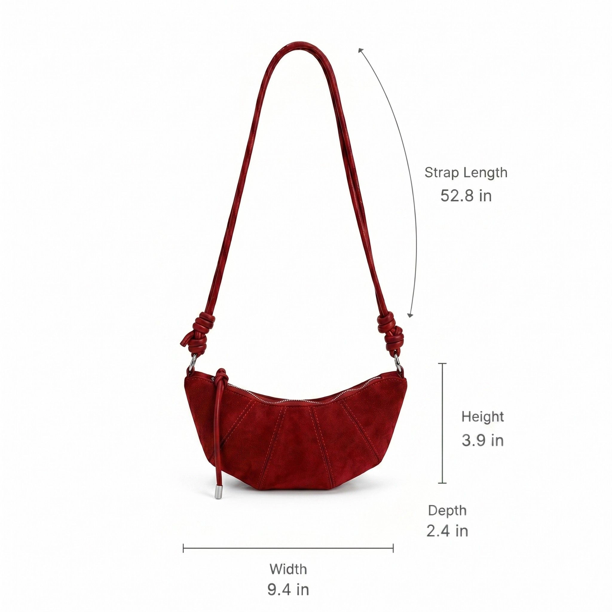 Alilang Women's Soft Faux Suede Crossbody Shoulder Bag Adjustable Strap Compact Everyday Crescent Purse, Olive Green