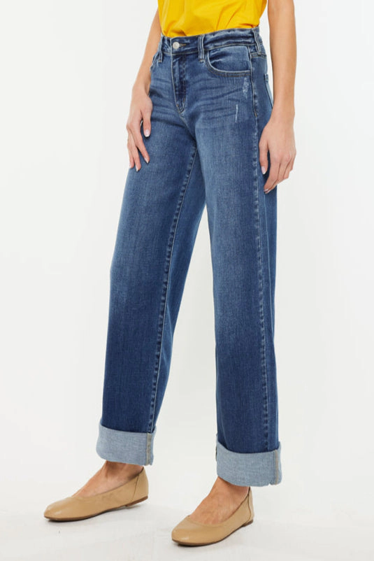 KanCan Women's Essentials High Rise Wide Leg Jeans Ivanna
