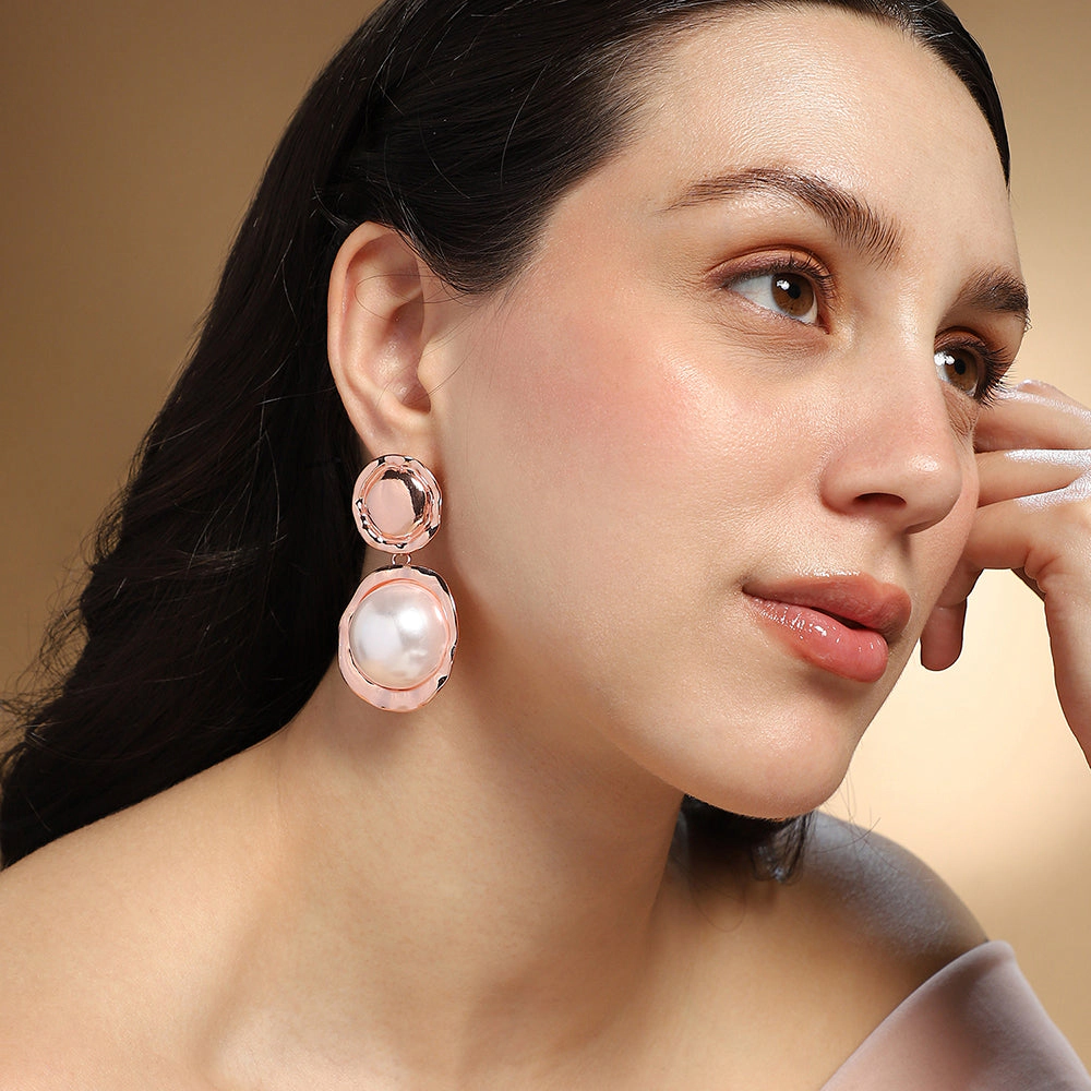 SOHI Women's The Roma-Perle Drop Earrings - Rose Gold