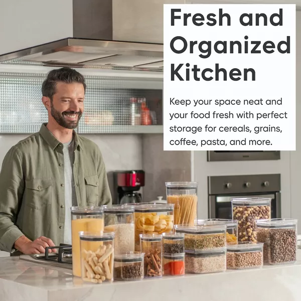 OU Airtight Food Storage Container 24pc, BPA Free Clear Plastic Containers w/ Leak Proof Lid, Stackable Pantry Organizer