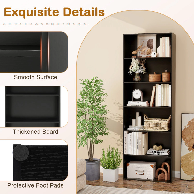 Hivvago 6-Tier Bookcase with 6 Open Shelves and Anti-Toppling Kits