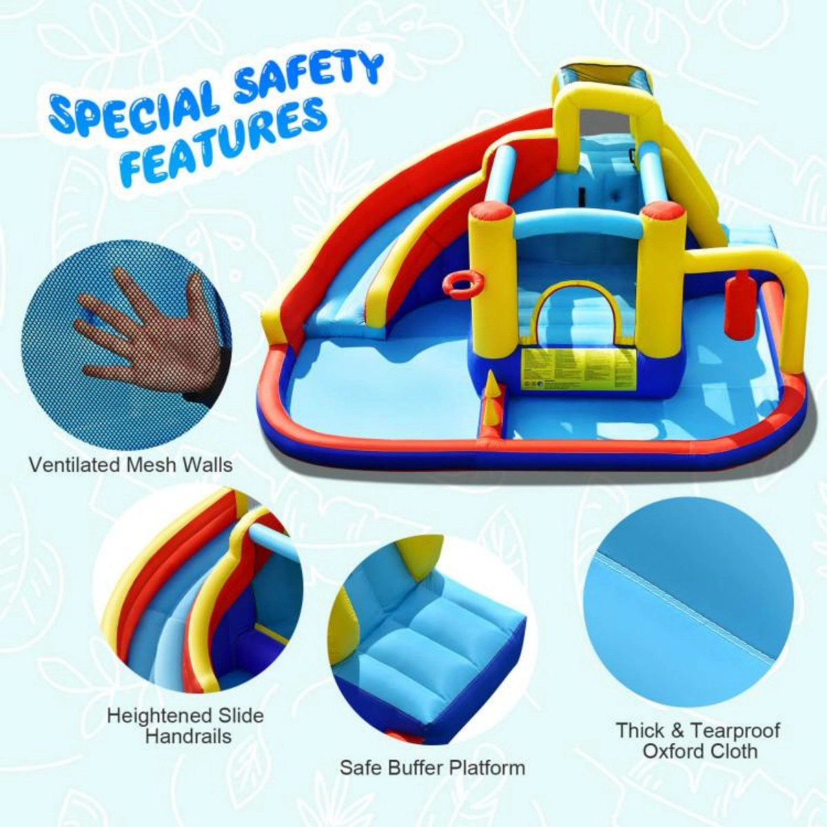 SUGIFT 7-in-1 169.5-in Inflatable Water Slide Bounce Castle with Splash Pool and Climbing Wall for Yard