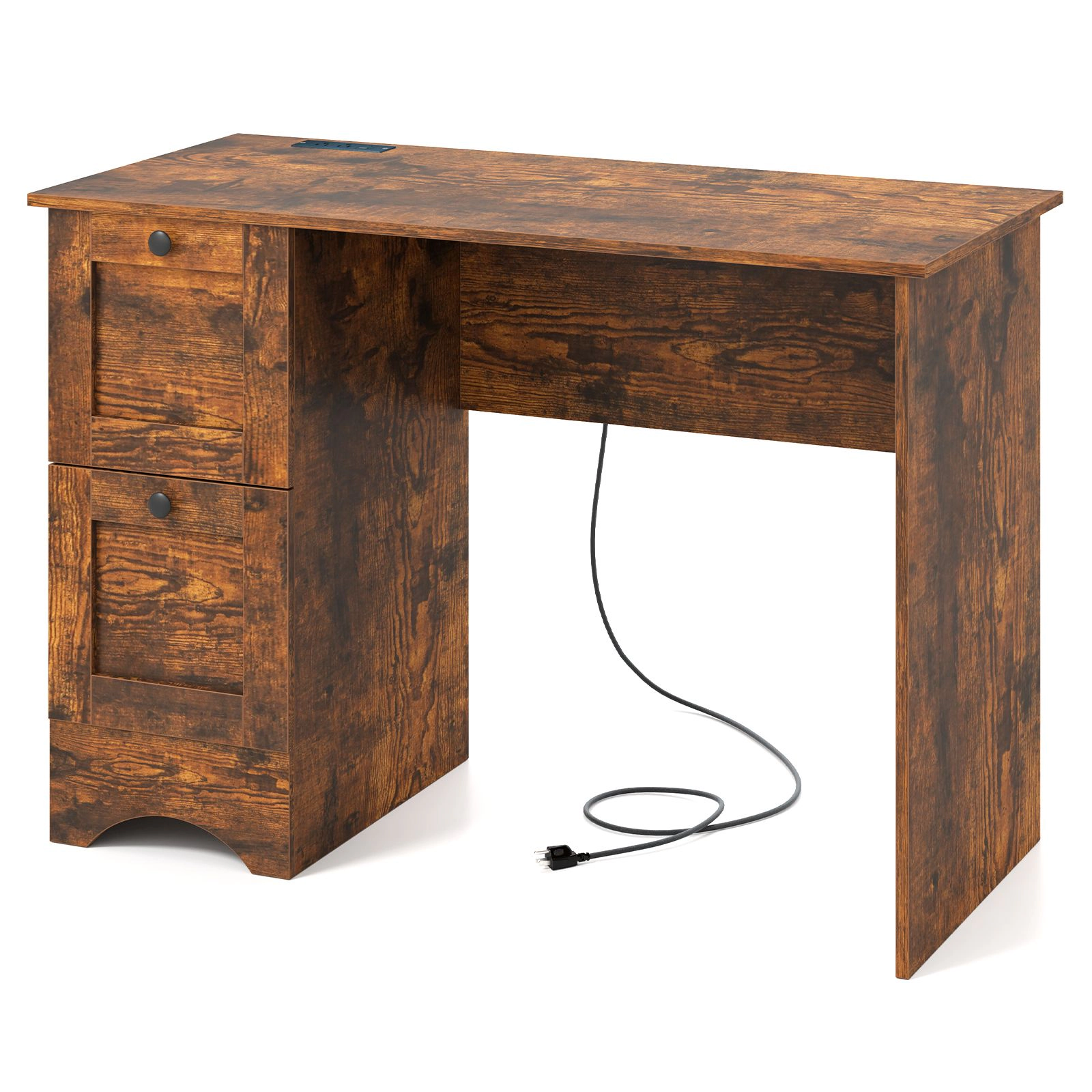 SlickBlue Modern Study Desk with USB Ports, Type-C Outlet and Cable Management