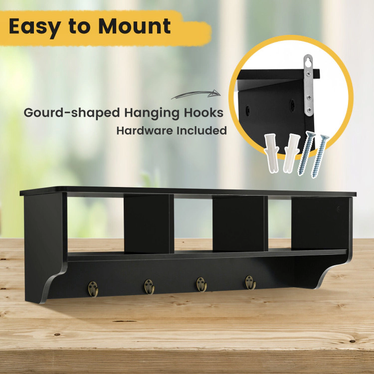 Hivvago Wall Mount Cubby Organizer Hooks Entryway Storage Shelf