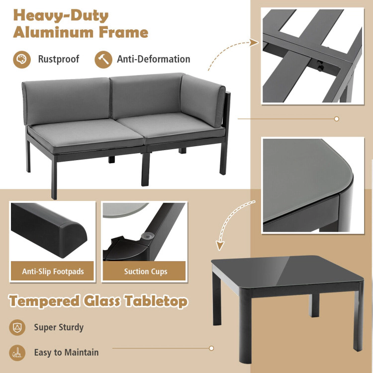 Hivvago 3 Pieces Aluminum Patio Furniture Set With 6-Level Adjustable Backrest