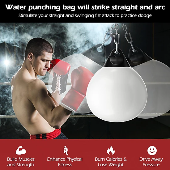 SUGIFT Adult Water Punching Bag with 39-in Hanging Chain 18-in Dia 23-in H White