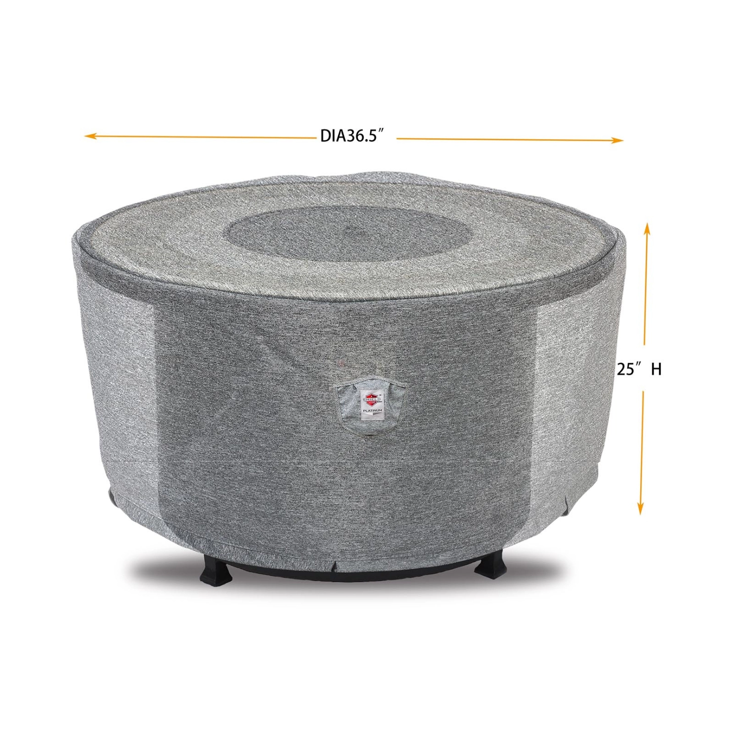 Summerset Shield Platinum 3-Layer Water Resistant Outdoor Fire Table Round Cover - 36.5x25", Grey Melange