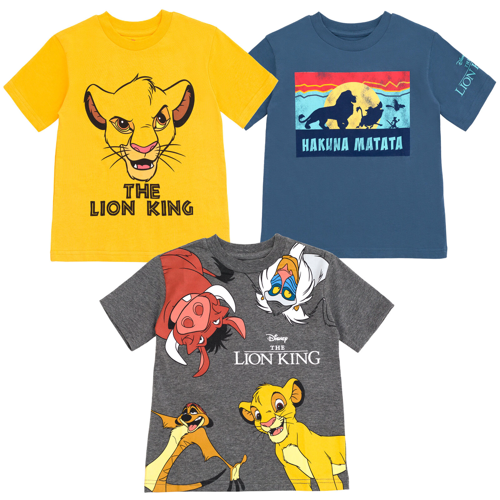 Disney Lion King Boys' 3-Pack Short Sleeve T-Shirt