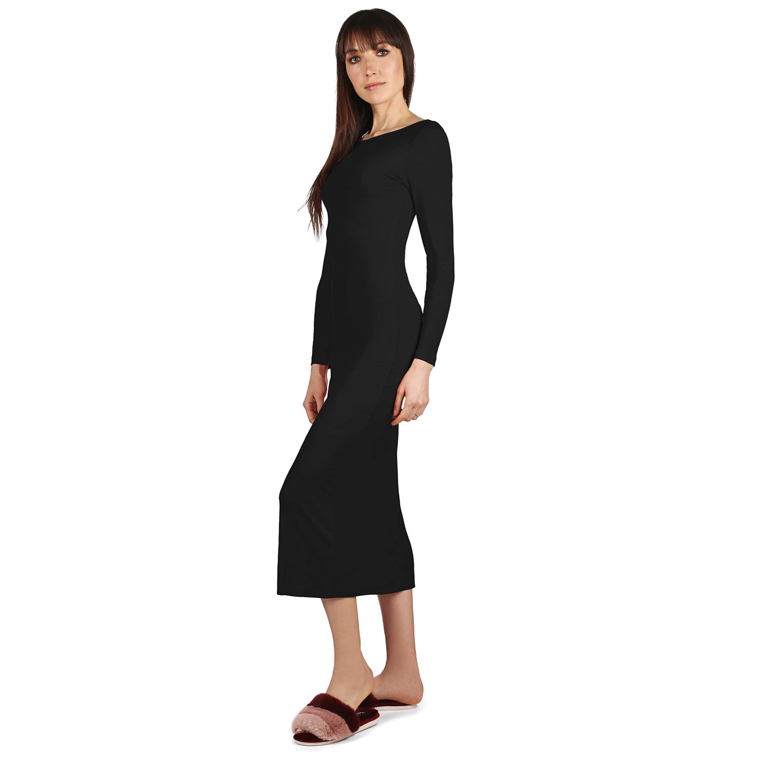 MeMoi Women's Luxe Ribbed Bamboo Blend Full-Length Nightgown