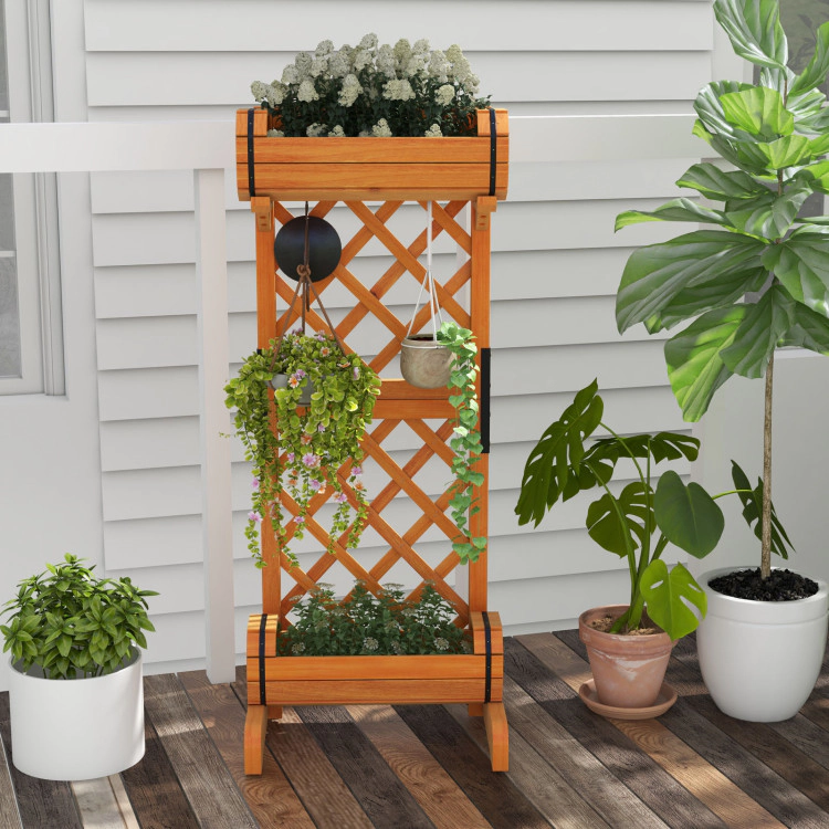 Hivvago Planter Raised Bed with Trellis for Plant Flower Climbing